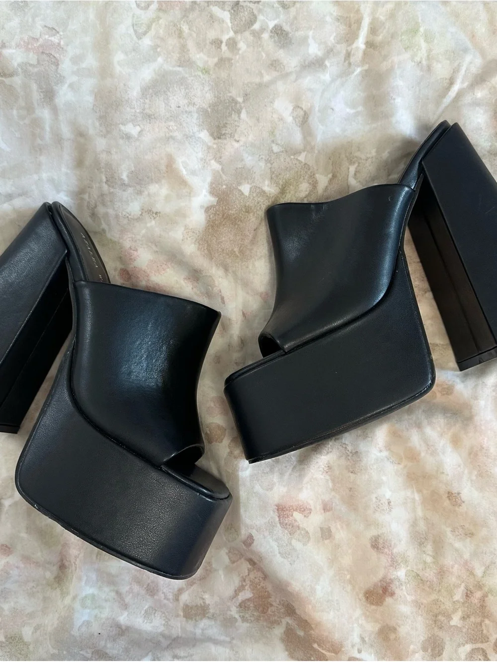 Dolls Kill Black Chunky Platform Mule Heels